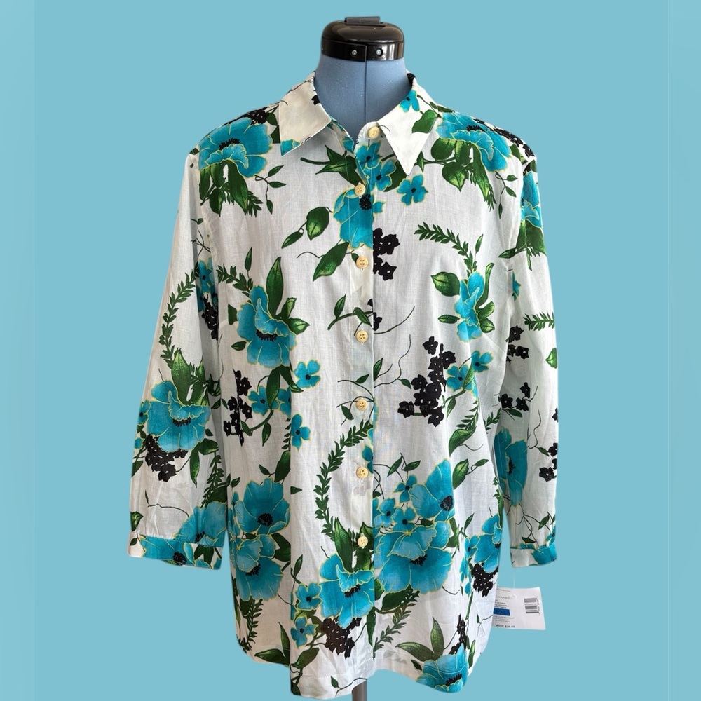 Sag Harbor fine cotton 3/4 sleeve blouse XLP